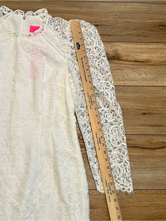 Lilly Pulitzer Averi Lace Dress Size 10 White Coconut Long Sleeve NWT - Picture 3 of 9